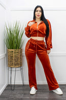 Velvet Top Pant Set Rust-Set-Moda Fina Boutique