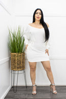 White Bodycon Slip on Mini Dress-Mini Dress-Moda Fina Boutique