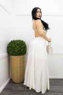 White Linen Tie Back Maxi Dress-Maxi Dress-Moda Fina Boutique