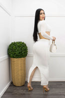 White Long Sleeve Crop Top Maxi Skirt Set-Set-Moda Fina Boutique