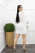 White Long Sleeve Deep V Mini Dress-Mini Dress-Moda Fina Boutique