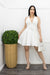 White Ruffled Sleeveless Belted Mini Dress-Mini Dress-Moda Fina Boutique
