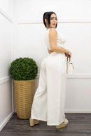 White Sleeveless Belted Jumpsuit-Jumpsuit-Moda Fina Boutique