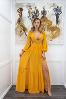 Alice Long Sleeve Slit Maxi Dress-Maxi Dress-Moda Fina Boutique