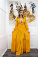 Alice Long Sleeve Slit Maxi Dress-Maxi Dress-Moda Fina Boutique