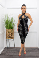 Aria Embellished Rhinestone Black Midi Dress-Midi Dress-Moda Fina Boutique