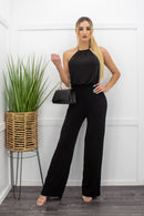 Backless Sleeveless Black Jumpsuit-Jumpsuit-Moda Fina Boutique