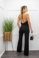 Backless Sleeveless Black Jumpsuit-Jumpsuit-Moda Fina Boutique