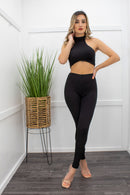 Black Crop Top Pant Set-Set-Moda Fina Boutique