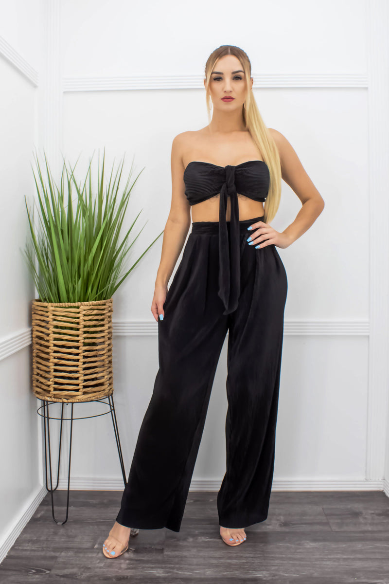 Black Crop Top Pant Set-Set-Moda Fina Boutique