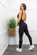 Black S L Open Back Skinny Jumpsuit-Jumpsuit-Moda Fina Boutique