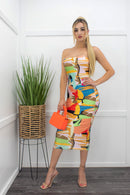 Block Color Strapless Midi Dress-Midi Dress-Moda Fina Boutique