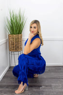 Blue Body Fringe Pant Set-Set-Moda Fina Boutique