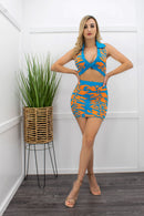 Blue Bodycon Crop Top Skirt Set-Set-Moda Fina Boutique
