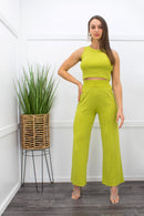 Bodycon Crop Top Pant Set-Set-Moda Fina Boutique