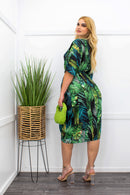Chiffon Palm Print Midi Dress-Midi Dress-Moda Fina Boutique