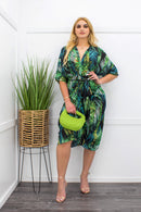 Chiffon Palm Print Midi Dress-Midi Dress-Moda Fina Boutique