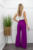 Chiffon Purple Flared Leg Design Pants-Bottom-Moda Fina Boutique