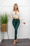 Chiffon Tie Front Crop Top-Top-Moda Fina Boutique