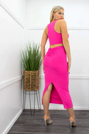 Crop Top Ruched Maxi Skirt Set-Set-Moda Fina Boutique