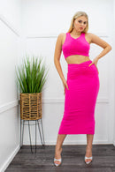 Crop Top Ruched Maxi Skirt Set-Set-Moda Fina Boutique