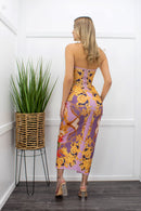 Deep V Crop Top Slit Maxi Skirt Set-Set-Moda Fina Boutique