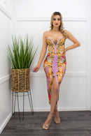 Deep V Crop Top Slit Maxi Skirt Set-Set-Moda Fina Boutique