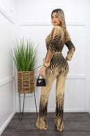 Deep V Neck Long Sleeve Jumpsuit-Jumpsuit-Moda Fina Boutique