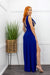 Deep V Sleeveless Slit Blue Maxi Dress-Maxi Dress-Moda Fina Boutique