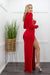 Embellished Bodysuit Long Sleeve Slit Maxi Dress-Maxi Dress-Moda Fina Boutique