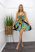 Embellished Open Back Print Mini Dress-Mini Dress-Moda Fina Boutique