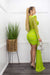 Embellished Rhinestone Green Mini Dress-Mini Dress-Moda Fina Boutique