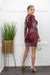 Embellished Rhinestone Long Sleeve Burgundy Mini Dress-Mini Dress-Moda Fina Boutique