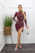 Embellished Rhinestone Long Sleeve Burgundy Mini Dress-Mini Dress-Moda Fina Boutique