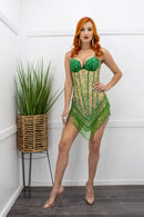 Embellished Sequin Green Mini Dress-Mini Dress-Moda Fina Boutique