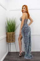 Embellished Sleeveless Slit Sliver Maxi Dress-Maxi Dress-Moda Fina Boutique
