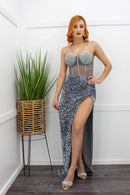 Embellished Sleeveless Slit Sliver Maxi Dress-Maxi Dress-Moda Fina Boutique