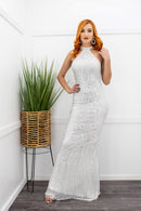 Embellished Sleeveless White Maxi Dress-Maxi Dress-Moda Fina Boutique
