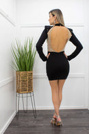 Embellished With Pearl Black Mini Dress-Mini Dress-Moda Fina Boutique