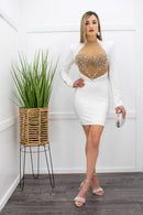 Embellished With Pearl White Mini Dress-Mini Dress-Moda Fina Boutique