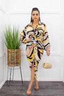 Evie Satin Long Sleeve Belted Midi Dress-Midi Dress-Moda Fina Boutique