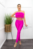 Feather Tube Jumpsuit Pink-Jumpsuit-Moda Fina Boutique