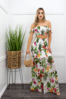 Floral Crop Top Matching Maxi Skirt Set-Set-Moda Fina Boutique