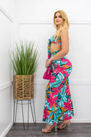 Floral Print Crop Top Maxi Skirt Set-Set-Moda Fina Boutique