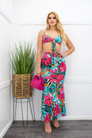 Floral Print Crop Top Maxi Skirt Set-Set-Moda Fina Boutique