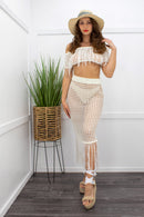 Fringe Top Maxi Skirt Set-swimwear-Moda Fina Boutique