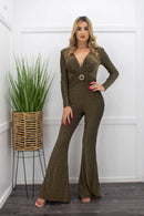 Gold Long Sleeve Wide Leg Jumpsuit-Jumpsuit-Moda Fina Boutique