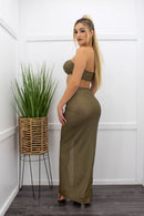 Gold Three Piece Bra Maxi Skirt Set-Set-Moda Fina Boutique