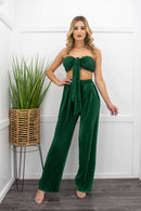 Green Crop Top Pant Set-Set-Moda Fina Boutique