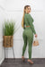 Green Long Sleeve Top W Matching Pant Set-Set-Moda Fina Boutique